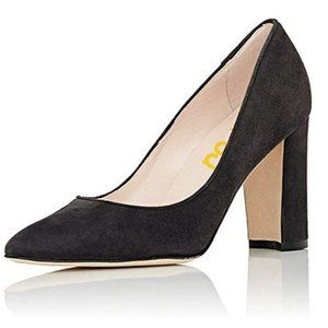 FSJ Classic Chunky High Heels Closed Pointy Toe
